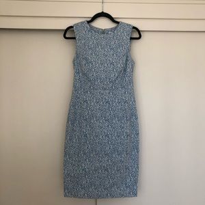 Calvin Klein Blue and White Patterned Dress 8